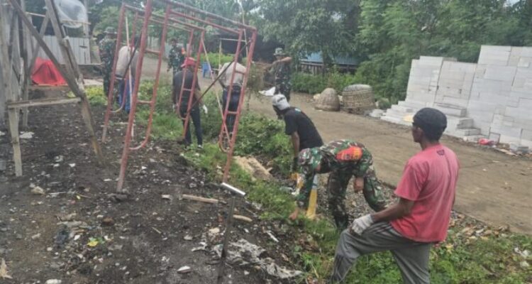 Perkuat Kemanunggalan TNI, Koramil Pammana Rutin Gelar Karya Bhakti Bersama Masyarakat